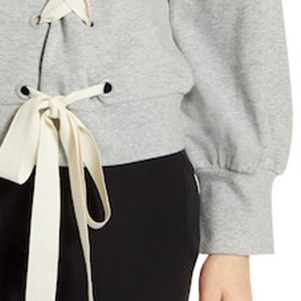 Grey / White  Lace-Up Sweatshirt - Picture 3 of 5